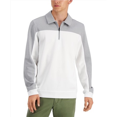 Alfani Men's Regular-Fit Colorblocked 1/4-Zip Sweatshirt, Created for Macy's