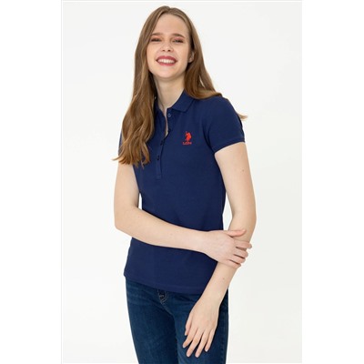 Kadın Lacivert Basic Polo Yaka Tişört