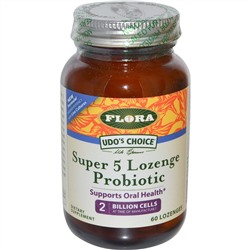 Flora, «Выбор Удо», пробиотик в пастилках Super 5, 60 пастилок
