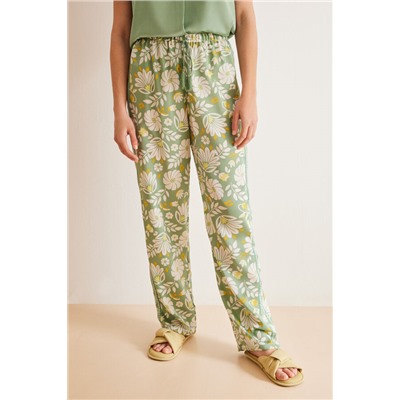 Pijama estampado flores verde