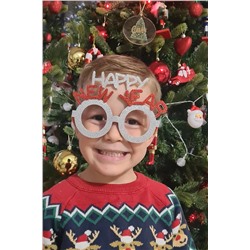 PEKSHOP Gümüş Kırmızı Simli Happy New Year Yılbaşı Parti Gözlüğü Yılbaşı Parti Gözlük pekgzlk-simliyilbasi