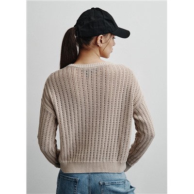 OPEN STITCH CREW NECK SWEATER