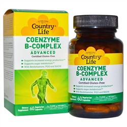 Country Life, Коферментный комплекс витаминов группы B, улучшенная формула, 60 растительных капсул