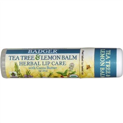 Badger Company, Tea Tree & Lemon Balm Herbal Lip Care with Cocoa Butter, .25 oz (7 g)