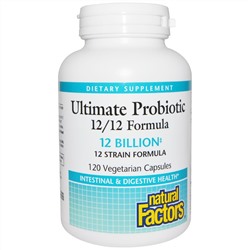 Natural Factors, Пробиотик максимального действия, формула 12/12, 120 вегетарианских капсул
