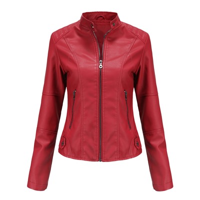 Женская приталенная куртка, тонкая женская мотоциклетная куртка,  стоячим воротником, доставка по Amazon
