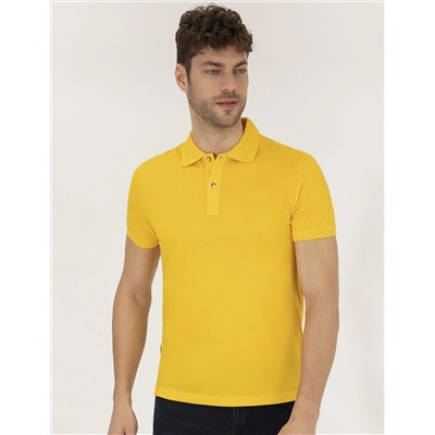 Sarı Slim Fit Polo Yaka Merserize Tişört