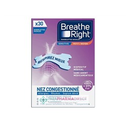 Breathe Right Bandelettes Nasales Sensitive 30 Bandelettes