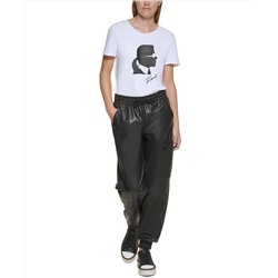 Karl Lagerfeld Paris Faux-Leather Jogger Pants