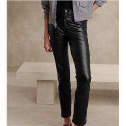 VEGAN LEATHER HIGH-RISE SLIM PANT