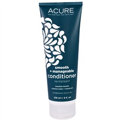 Acure Organics, Кондиционер, разглаживающий и усмиряющий непослушные волосы, с бразильским кератином, кокосовой водой и маслом марулы, 8 жидких унций (236 мл)