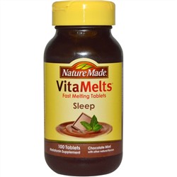 Nature Made, VitaMelts, комплекс витаминов для крепкого и спокойного сна, со вкусом мяты и шоколада, 100 таблеток