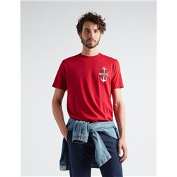 Printed T-shirt, Men, Dark Red