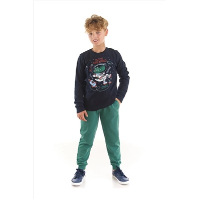 Denokids, Astronot Timsah Erkek Çocuk T-shirt Pantolon Takım