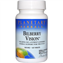 Planetary Herbals, Черника для зрения (Bilberry Vision), 100 мг, 60 таблеток