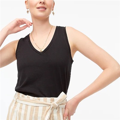 Easy cotton-blend V-neck tank top