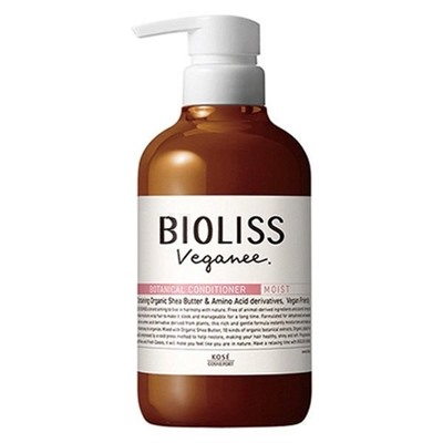 KOSE Кондиционер для волос Bioliss Veganee увлажняющий с натуральными маслами, аромат розы и черной смородины, диспенсер с дозатором 480 мл