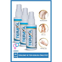 Teraxil El, Ayak, Koltuk Altı Terleme Ve Ter Kokusu Önleyici Sprey Deodorant Antiperspirant Unisex 3 Adet