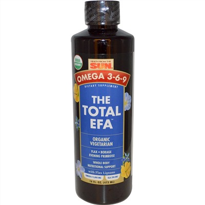 Health From The Sun, Омега 3-6-9, he Total EFA, органическая вегетарианская 16 жидких унции (473 мл)