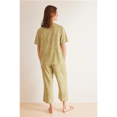 Pijama camisero Capri étnico verde