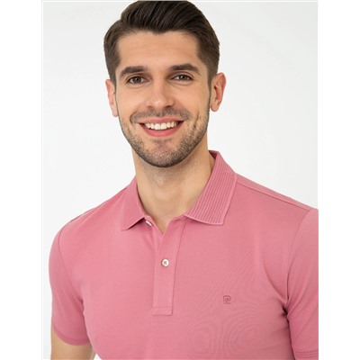 Pembe Slim Fit Polo Yaka Merserize Tişört