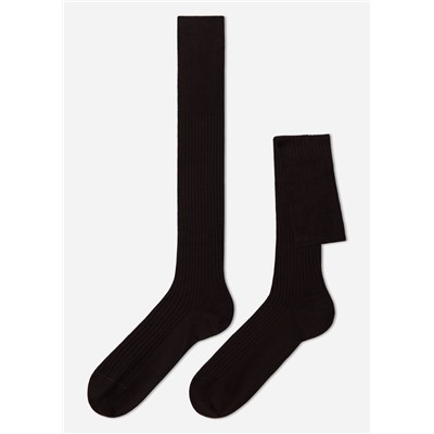 Lange gerippte Herrensocken mit Fil d‘Ecosse