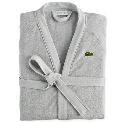 LACOSTE HOME Logo Patch 100% Cotton Pique Bath Robe