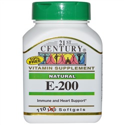 21st Century, E-200, натуральный продукт, 110 мягких капсул