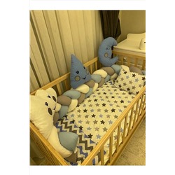 Mc Blue 60*120 Örgü Korumalı Anne Yanı Beşik Ve Park Beşik Bebek Uyku Seti (süs Yastıkları Dahildir..)