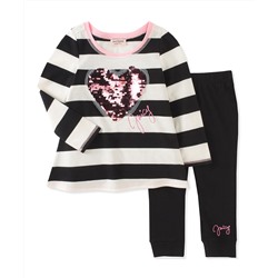 Black & White Heart Top & Leggings - Infant & Girls