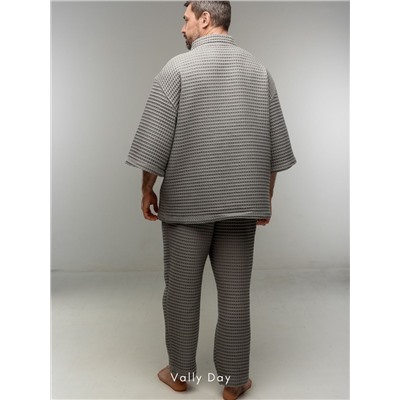 Костюм мужской  домашний VALLY DAY -Кимоно с брюками цвет серый
