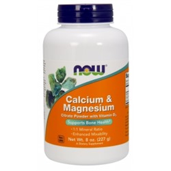 NOW Calcium & Magnesium Citrate Powder, 227 г