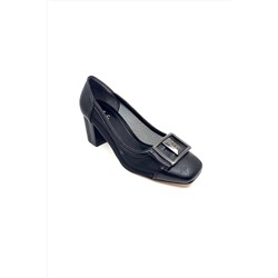 Pierre Cardin Küt Burun Taşlı Tokalı Monogram Desen Topuklu Klasik Ayakkabı AC01081