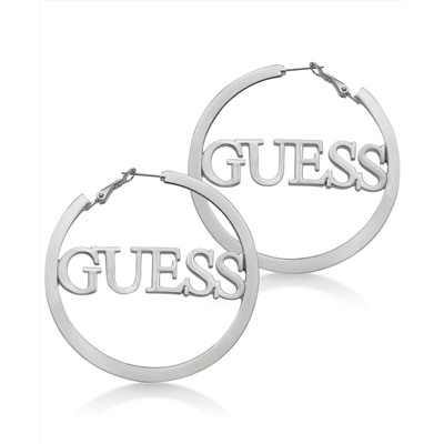 GUESS Logo 2 1/4" Hoop Earrings