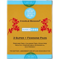 Charlie Banana, 3 супер + женские прокладки, Цветочные, 3 прокладки