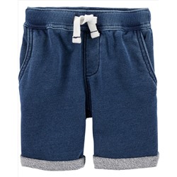 Pull-On Knit Denim Shorts