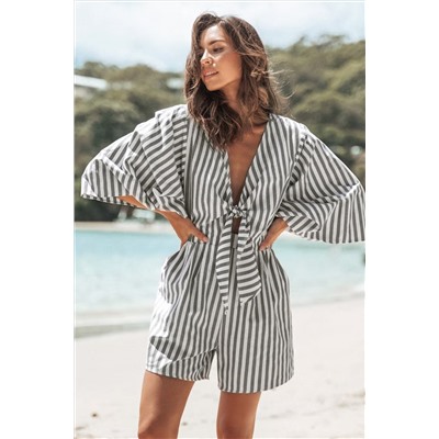 Tess Striped Bow Front Romper