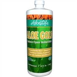 Aloe Life International, Inc, Aloe Gold, травяная настойка с натуральным ароматизатором, 32 жидких унции (1 кварта)