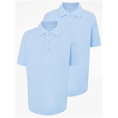 Light Blue Short Sleeve School Polo Shirts 2 Pack
