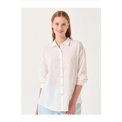 Jimmy Key Beyaz Uzun Kol Gömlek Yaka Rahat Gömlek 23SG011003