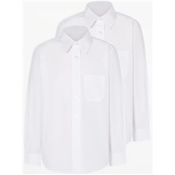 Boys White Long Sleeve School Shirt 2 Pack