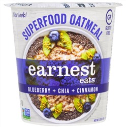 Earnest Eats, Суперфуд с овсянкой, Черника + чиа + корица, Суперфуд с черникой и чиа, 2,35 унции (67 г)