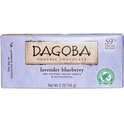 Dagoba Organic Chocolate, Темный Шоколад с Лавандой и Черникой, 2 унции (56 г)