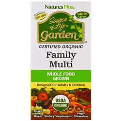 Nature's Plus, Source of Life, органическая семья мульти, смесь ягодных ароматов, 60 жевательных растительных конфет