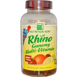 Nutrition Now, Мультивитамин "Конфеты носорога", 190 конфет в форме мишек