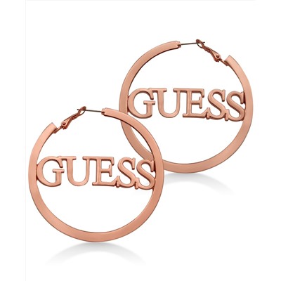 GUESS Logo 2 1/4" Hoop Earrings