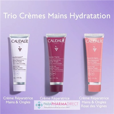 Caudalie Trio de Noël - Crèmes Mains Hydratation 3x30ml