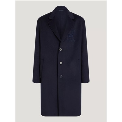 Tommy Hilfiger Monogram Applique Wool Blend Coat