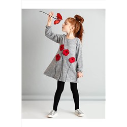 Mushi Poppy Çiçekli Gri Kız Çocuk Elbise MS-20S1-400
