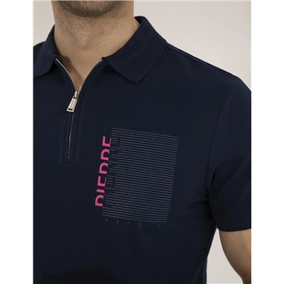 Lacivert Slim Fit Fermuarlı Polo Yaka Tişört